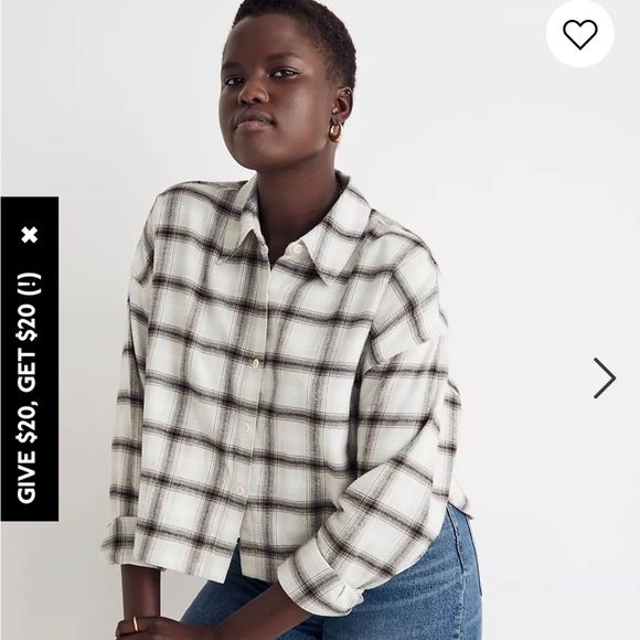 NWT Madewell Flannel Crop Shirt in Plaid - Picture 4 of 4